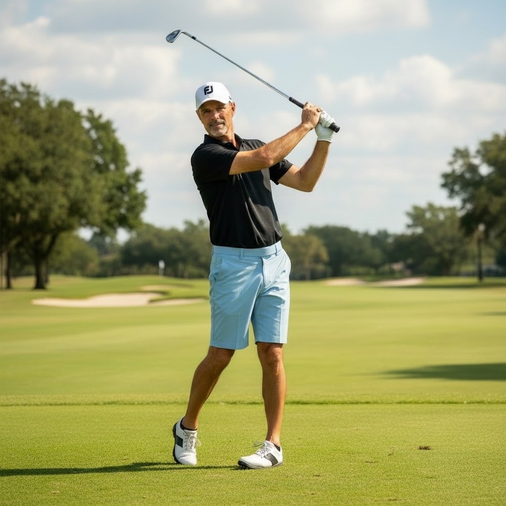 FootJoy Mens Performance Golf Shorts Light Blue Stretch Flat Front 34 EUC 26895
